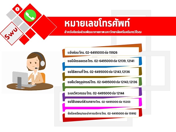 หมายเลขโทรศัพท์ติดต่อหน่วยงาน