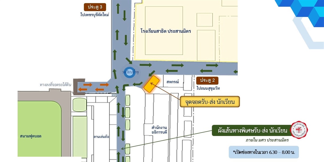 เปิดช่องทางพิเศษเส้นทางเดินรถหน้าอาคารสำนักงานอธิการบดี (อาคาร9)